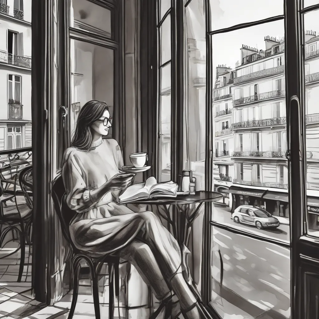 Woman in Parisian cafe